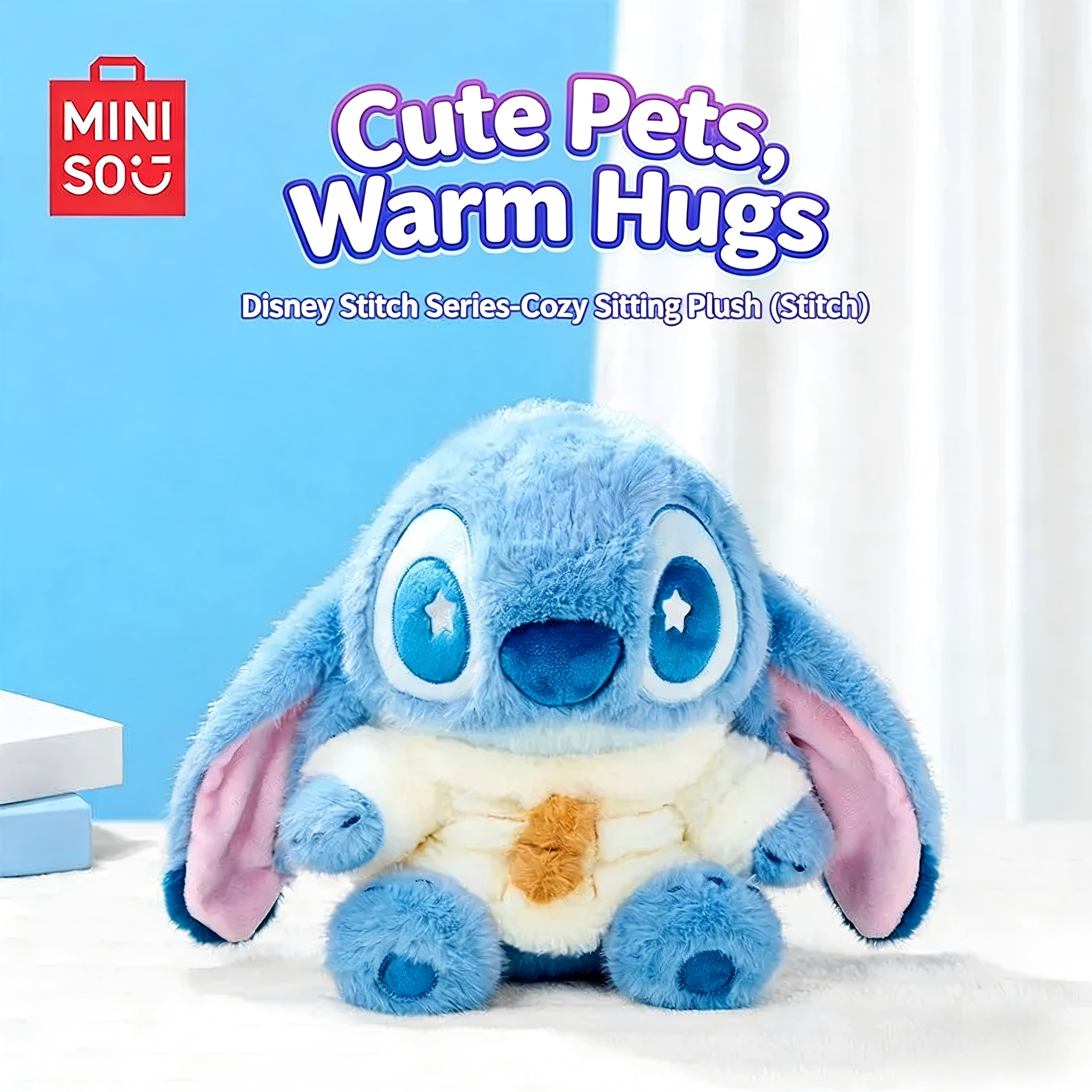 Stitch | Warm & Fluffy Sitting Plush Toy M (24cm) Main image