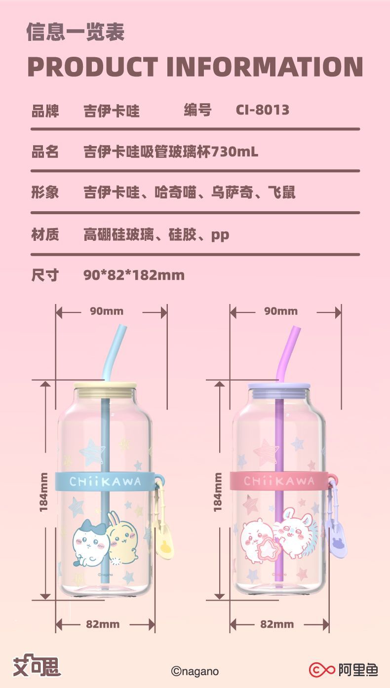 Chiikawa | Glass Bottle With Straw