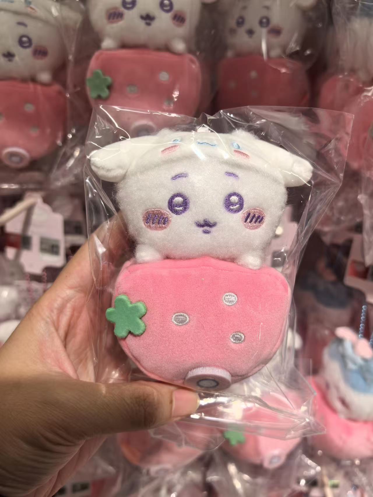 Chiikawa × Sanrio Characters | Strawberry Trolley Plush Mascot / Charm