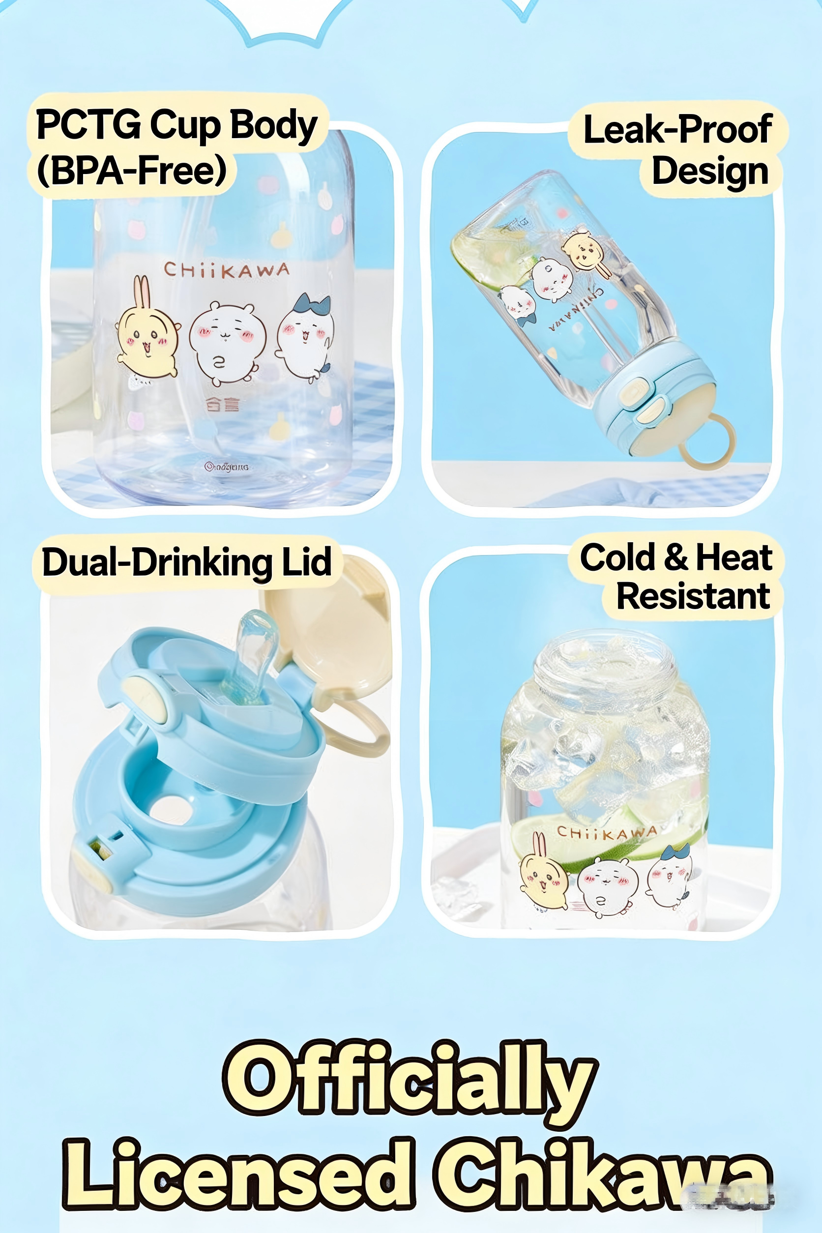 Chiikawa | Double-Drink Plastic Straw Cup