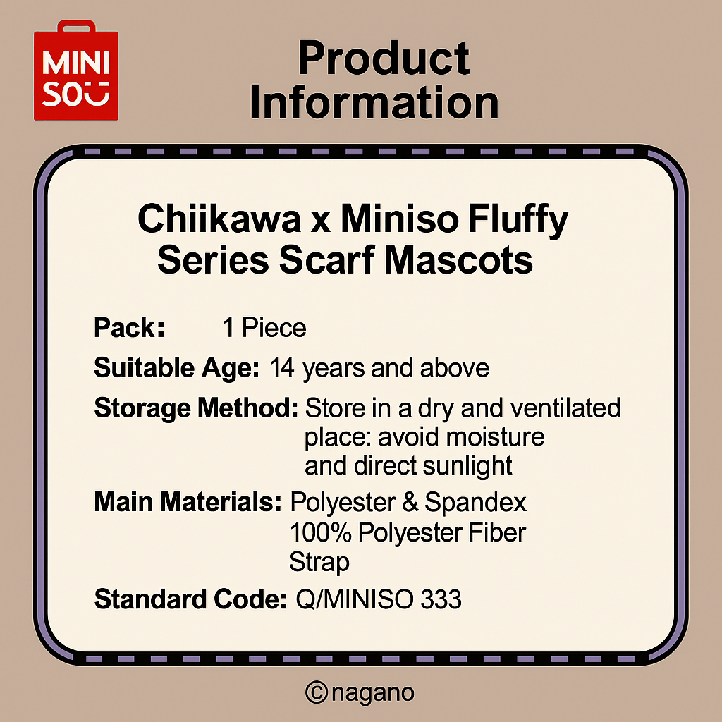 Chiikawa x Miniso | Fluffy Series | Scarf Mascots