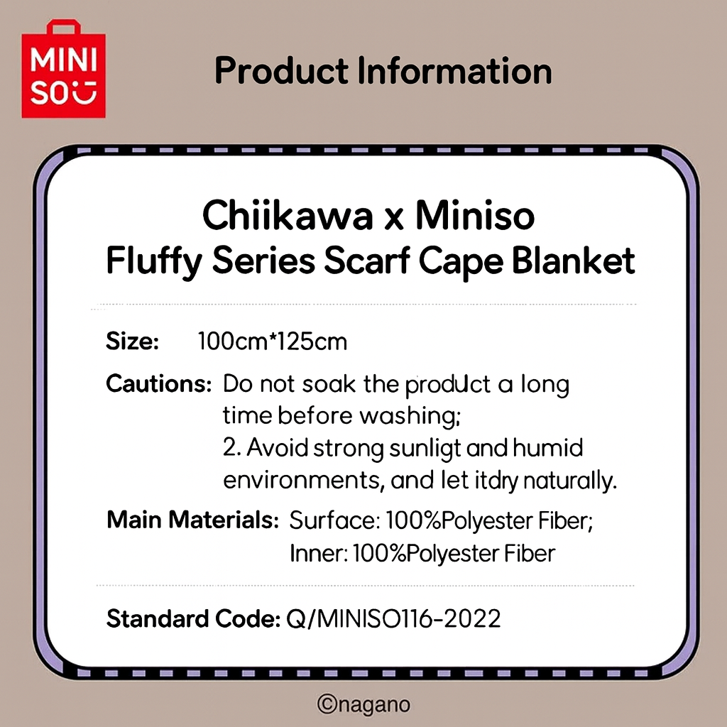 Chiikawa x Miniso | Fluffy Series | Wearable Cape / Blanket