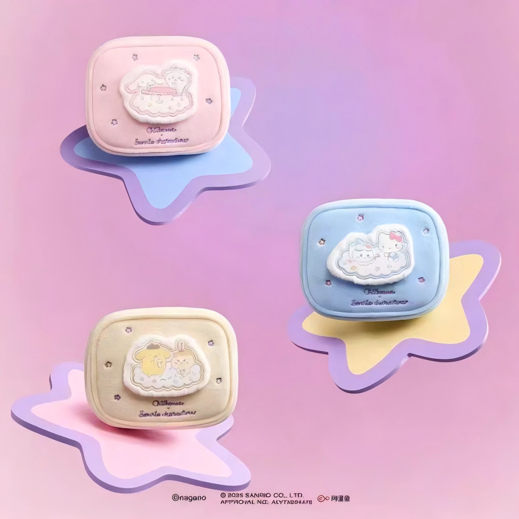 Chiikawa x Sanrio Characters | Square Plush Cosmetic Bag Main image