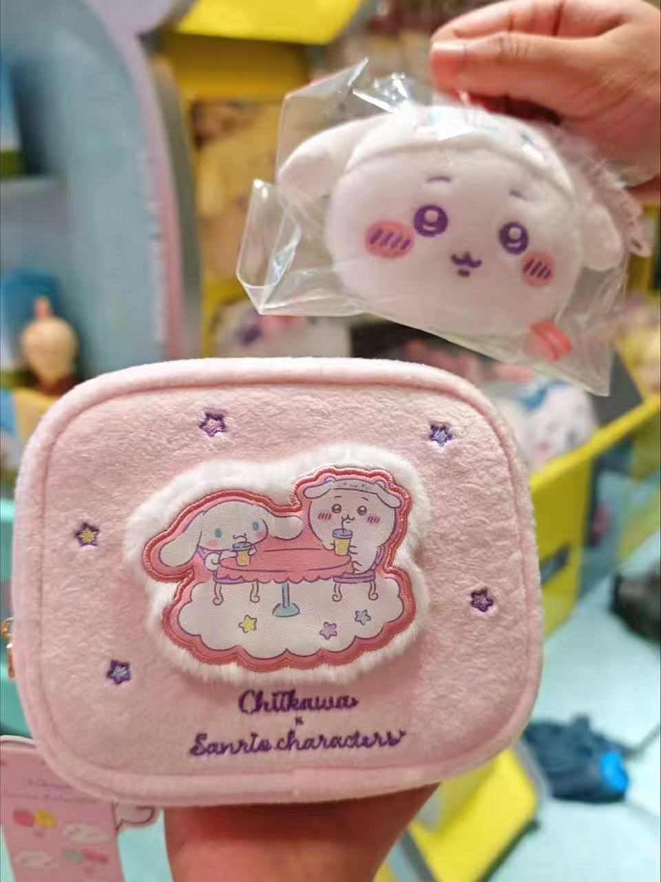 Chiikawa x Sanrio Characters | Square Plush Cosmetic Bag Secondary image
