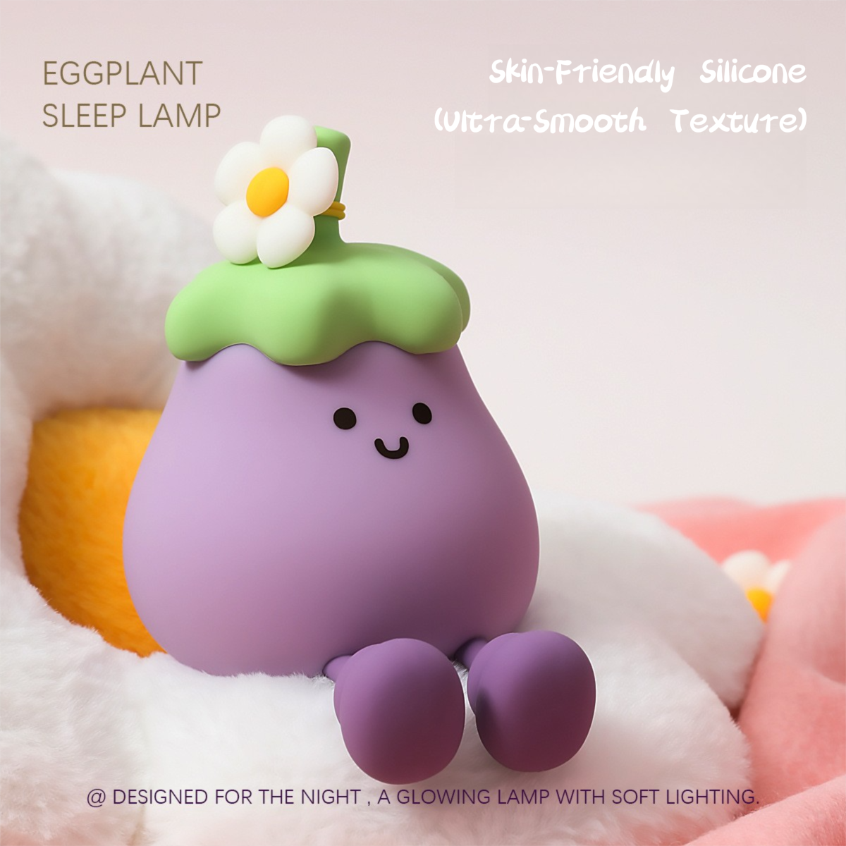 Night Light | Tap Light | Cute Little Eggplant