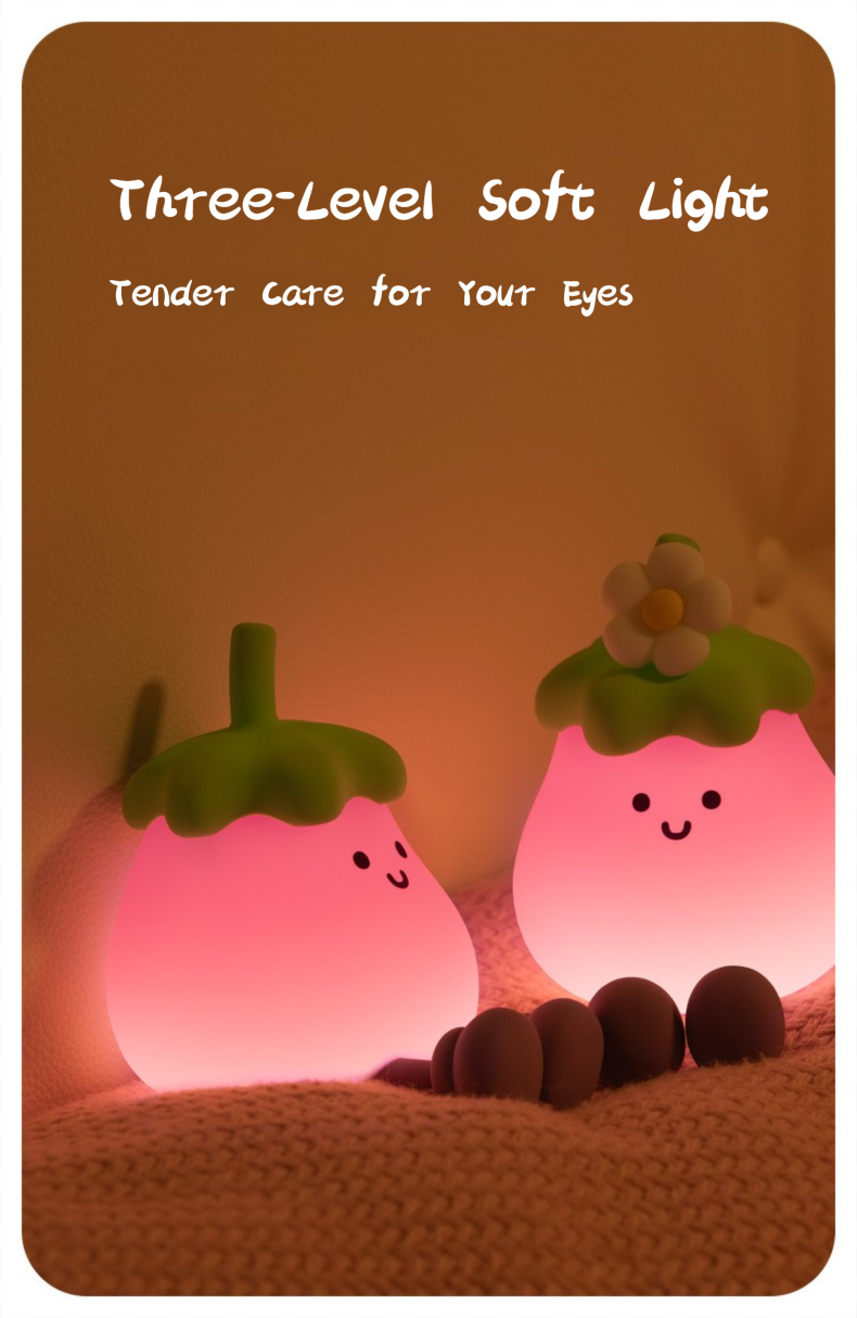 Night Light | Tap Light | Cute Little Eggplant