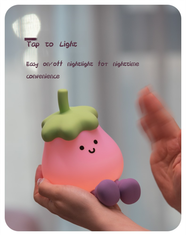 Night Light | Tap Light | Cute Little Eggplant