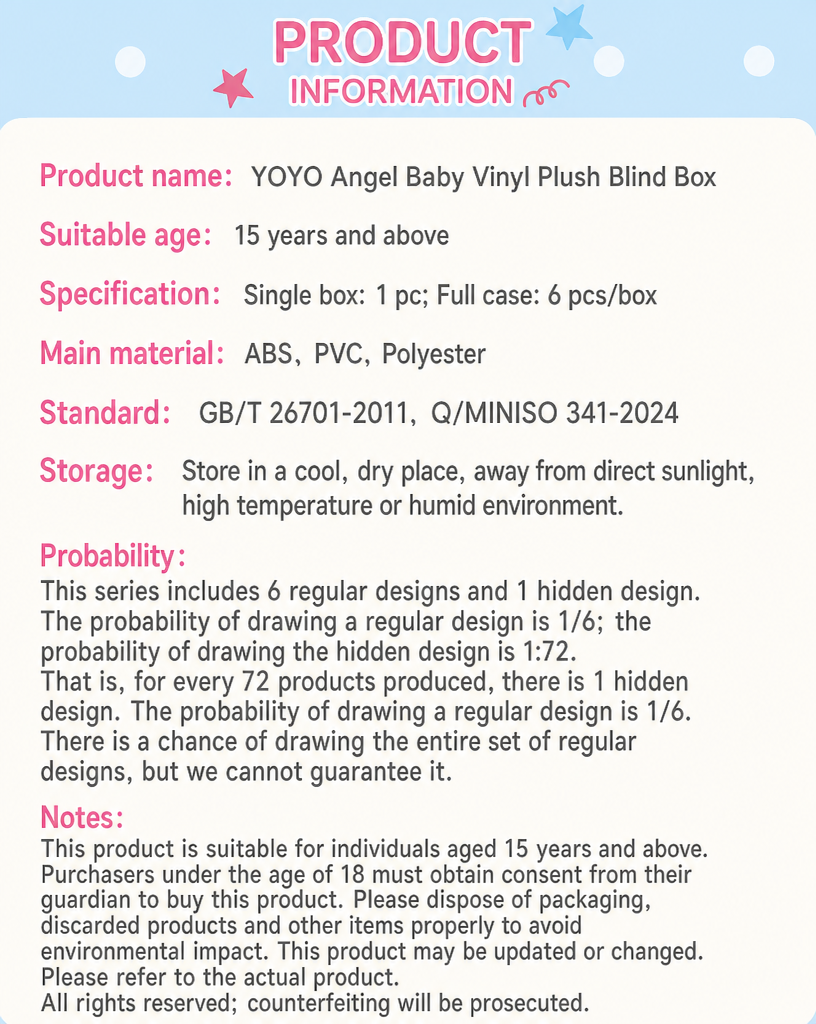 YOYO | Angel Baby Series | Vinyl Plush Blind Box