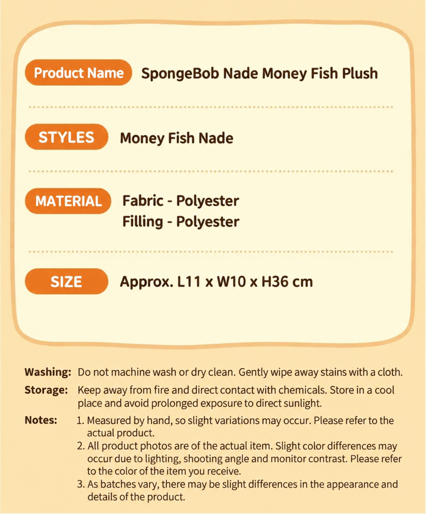 Bikini Bottom Resident Money Fish Plush Toy